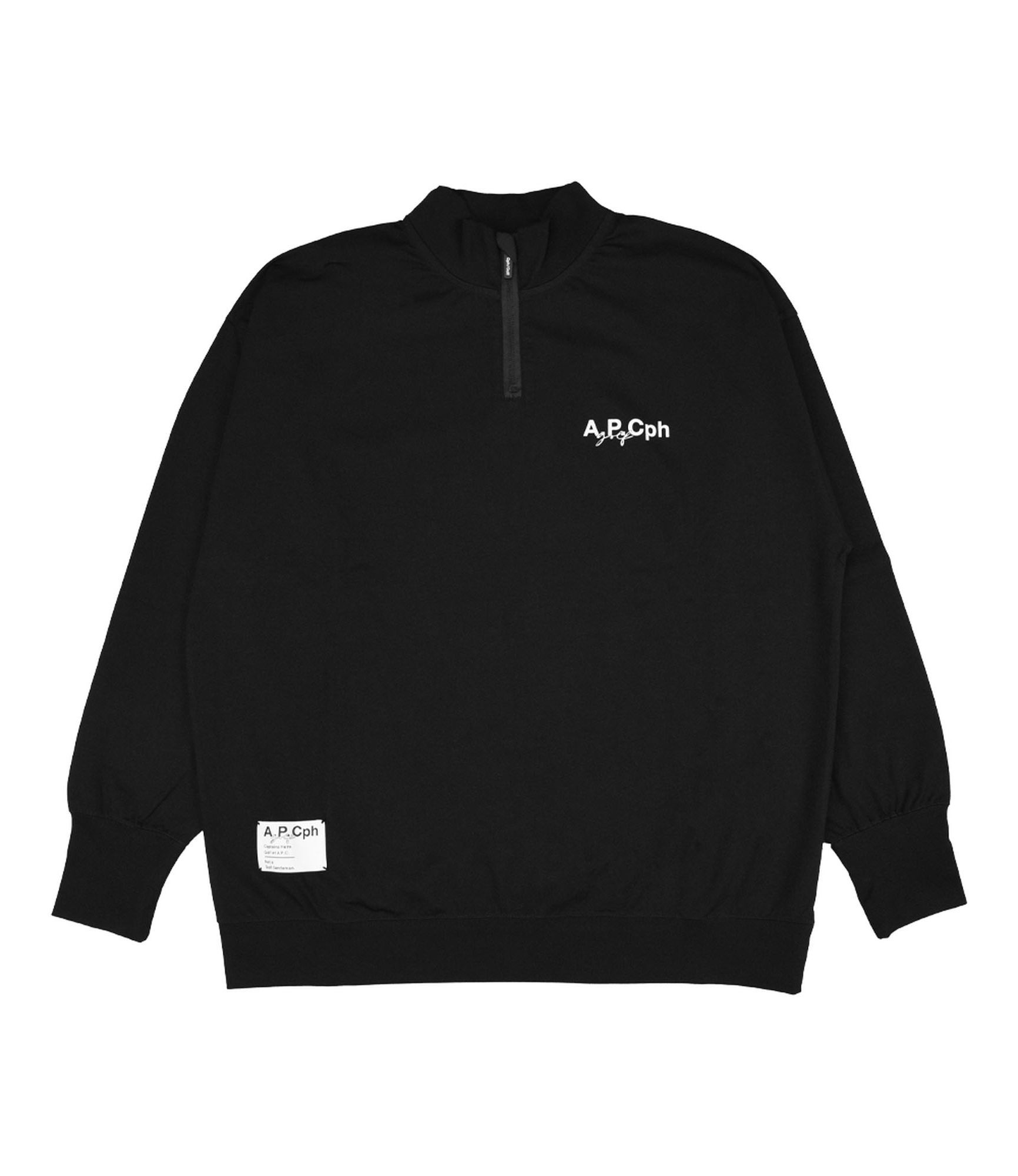 A.P.C. GOLF ハーフジップシャツ ブラック　Lサイズ A.P.Cph/Golf HALF ZIP GENTLEMAN L/S MOCK NECK TEE｜HOMME / T