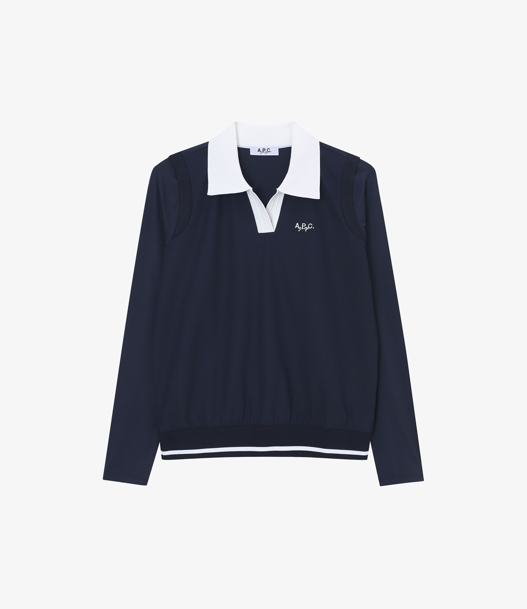 美品アーペーセーA.P.C. ネイビー 開襟パイルポロシャツ　 Mサイズ A.P.C.（アーペーセー） APC A.P.C. ポロシャツ polo carter COGWZ