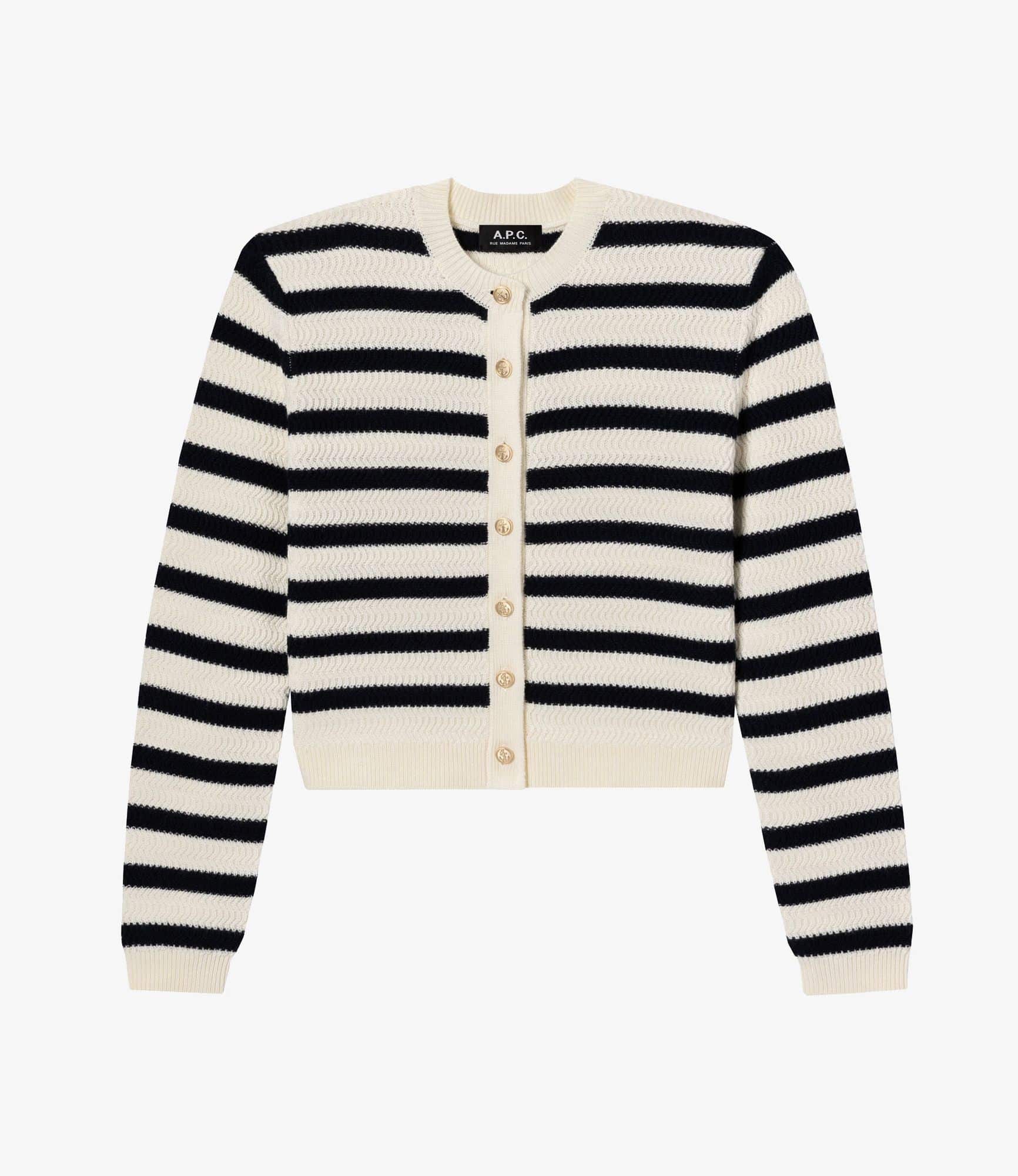 A.P.C. フランス製 ローゲージ厚手セーター カーディガン 高品質スーピマ超長綿・オーガニックコットン〉アラン模様