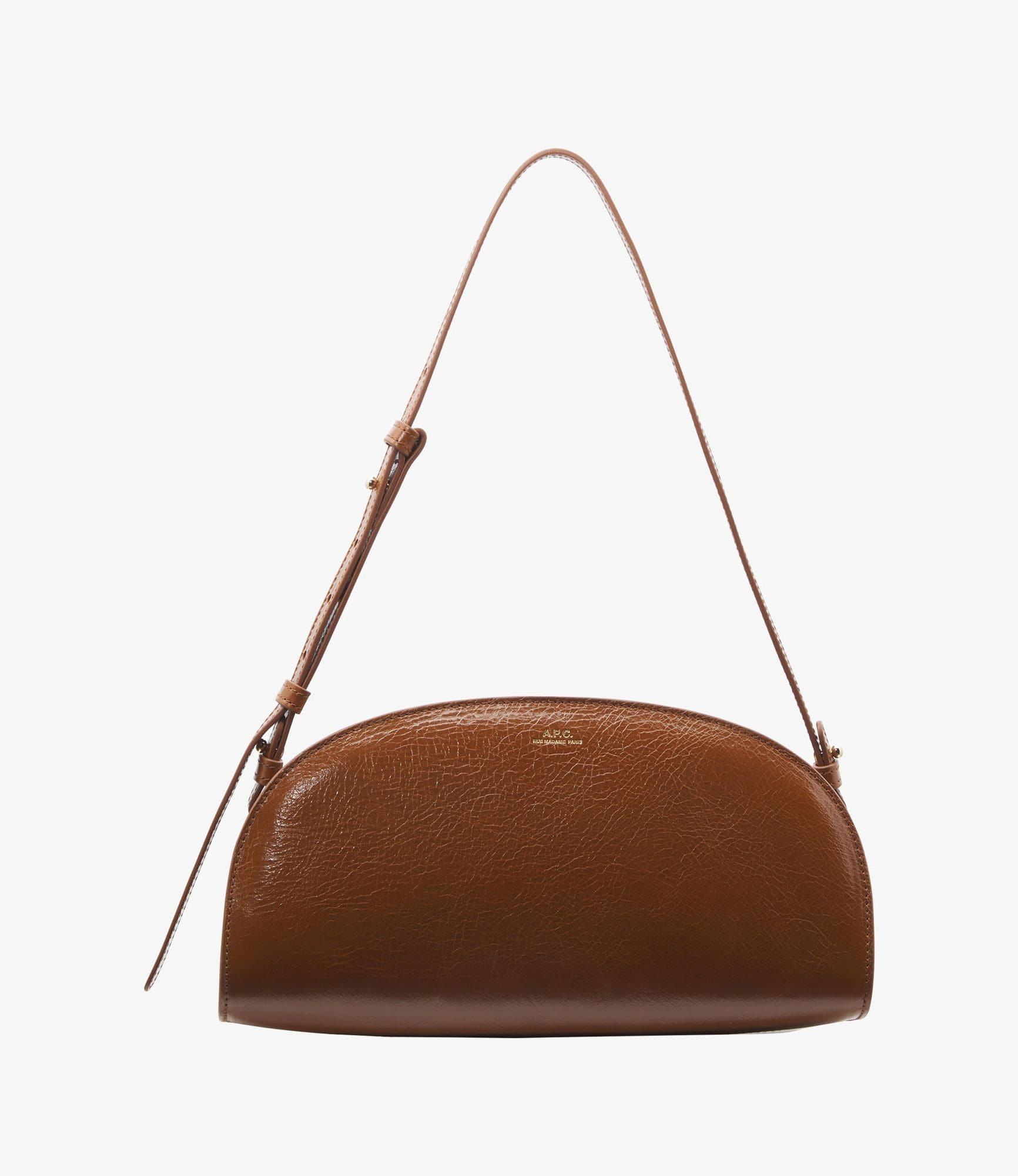 A.P.C.☆demi-lune レザー トート クロス ショルダーバッグ Demi-lune bag - Spanish Leather - Half-moon iconic bag