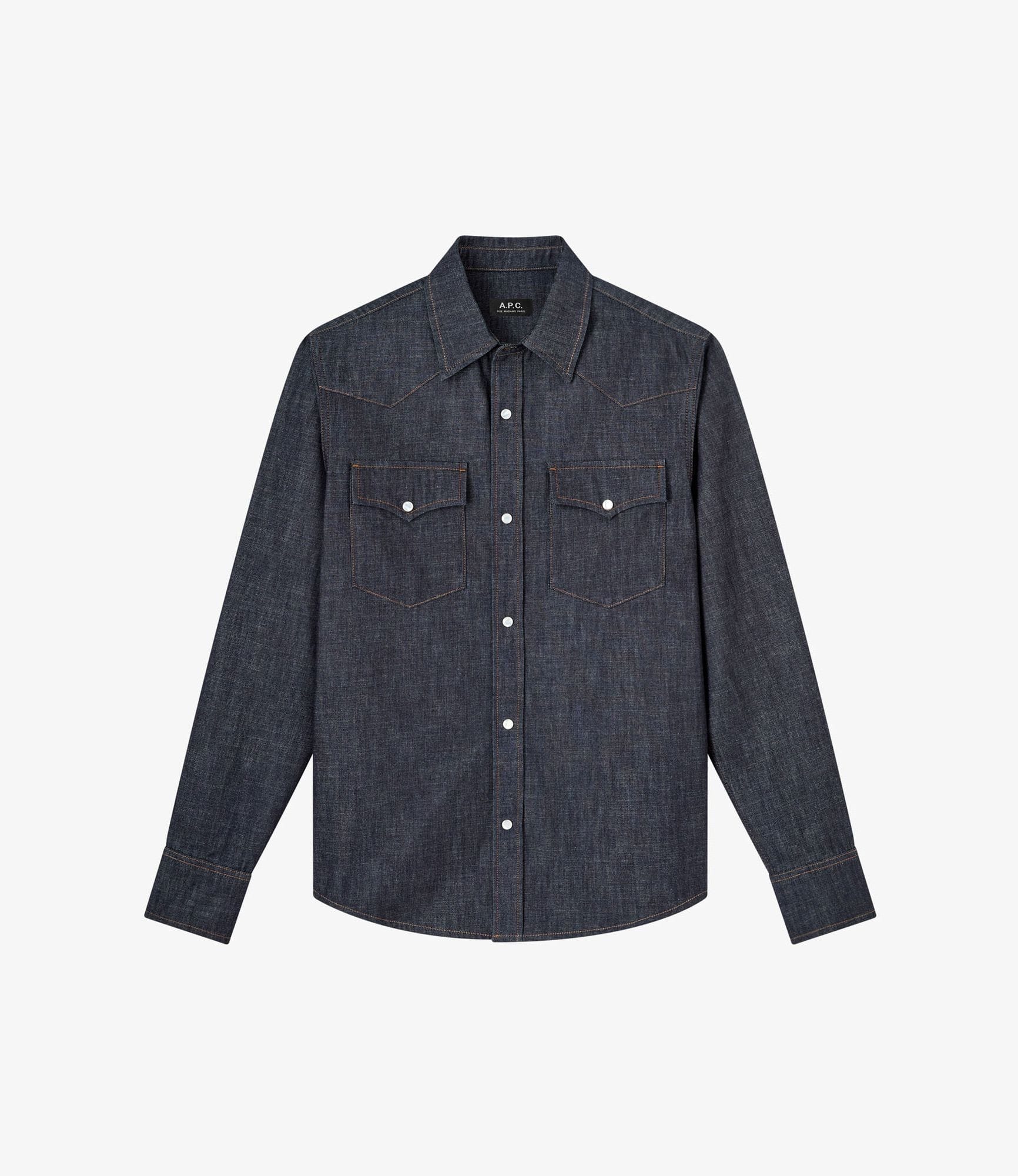 A.P.Cのデニムシャツ A.P.C.: ブルー デニム ウエスタンシャツ | SSENSE 日本
